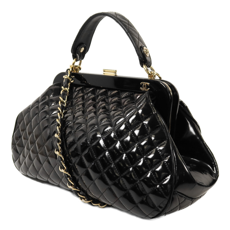 CHANEL 漆皮皮革2 way Shoulder金扣手挽肩背兩用袋  	 鏈帶-2