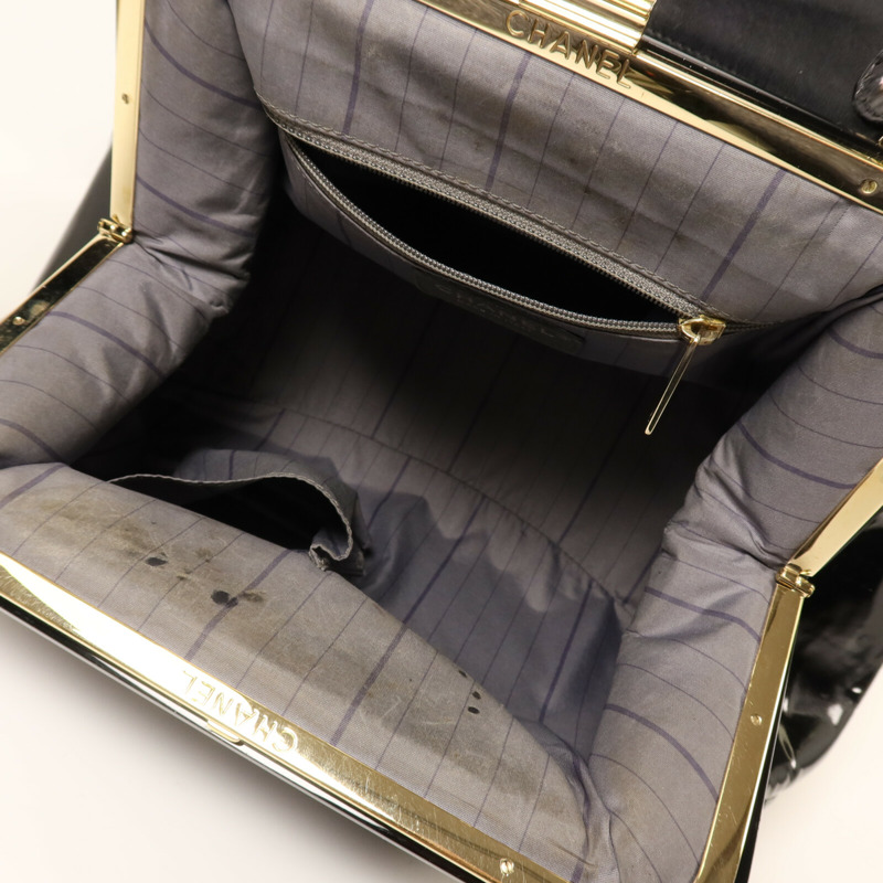 CHANEL 漆皮皮革2 way Shoulder金扣手挽肩背兩用袋  	 鏈帶-4