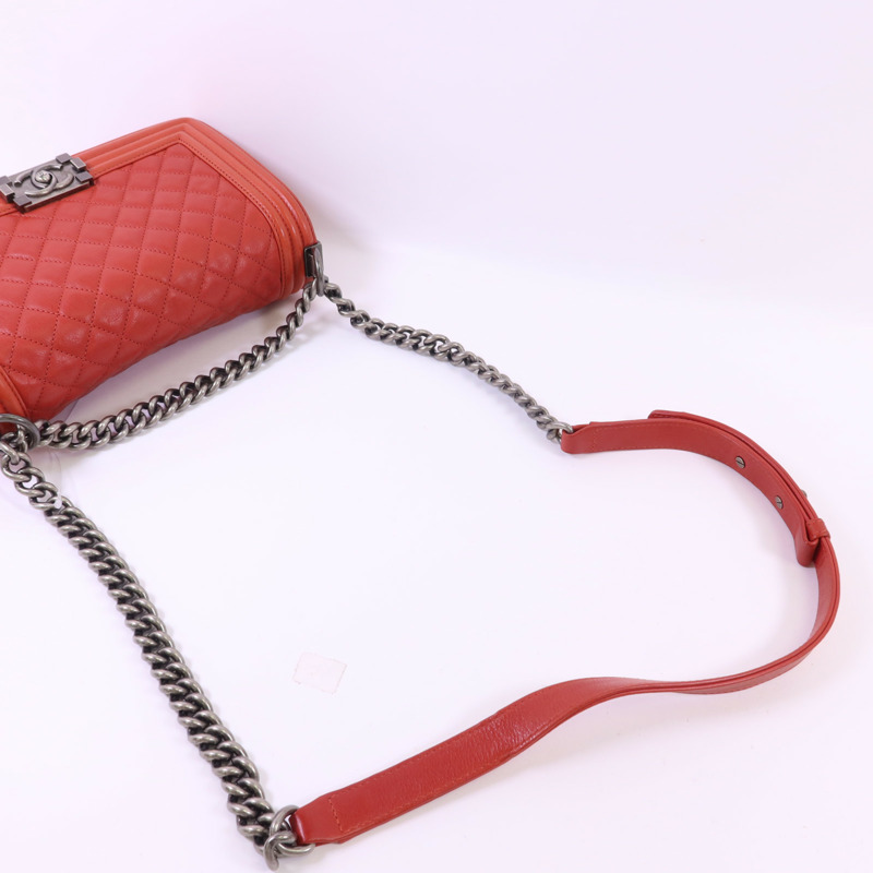 CHANEL 牛皮皮革Boy 25鏈帶肩背袋-4