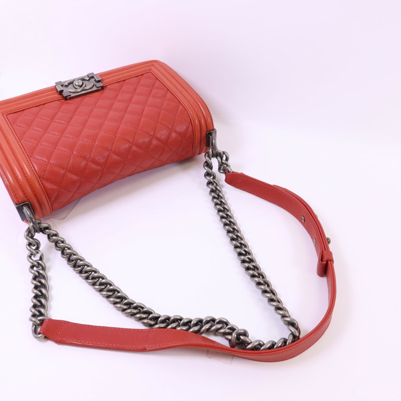 CHANEL 牛皮皮革Boy 25鏈帶肩背袋-5