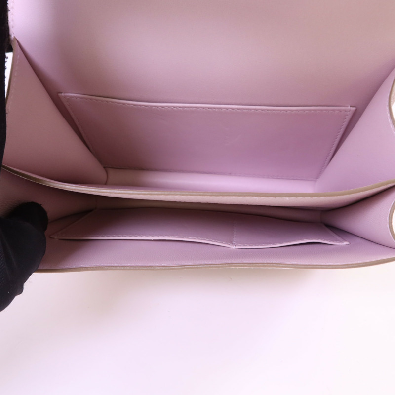 HERMES Chevre皮革Constance Mini銀扣肩背袋Mauve Pale-7