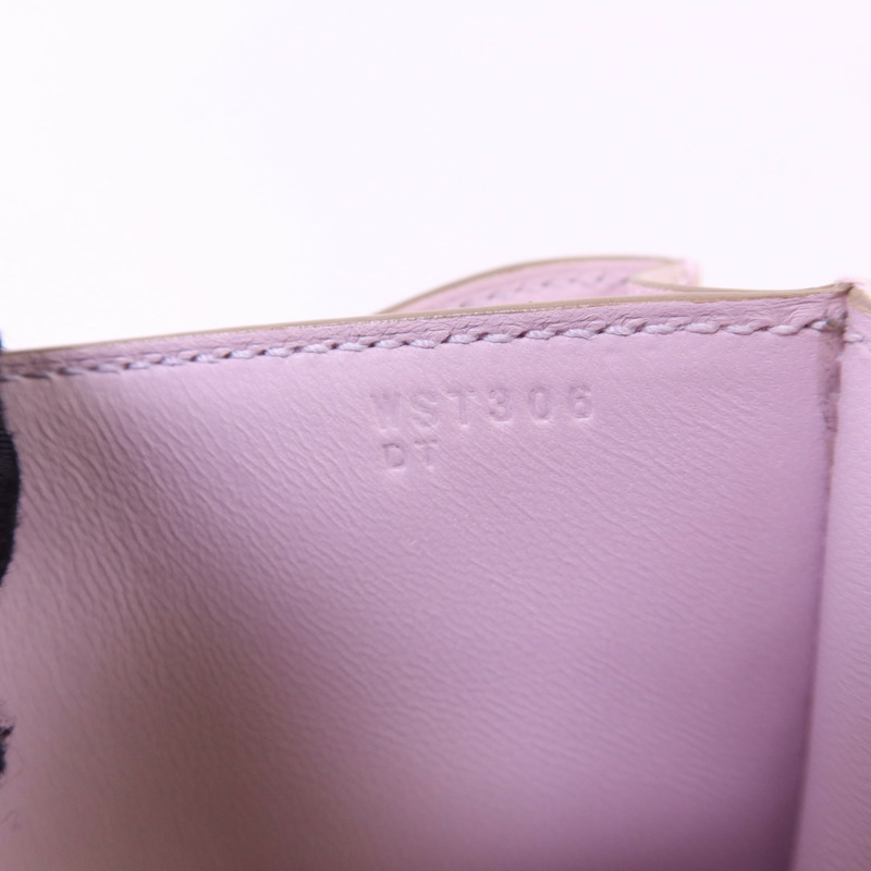 HERMES Chevre皮革Constance Mini銀扣肩背袋Mauve Pale-9