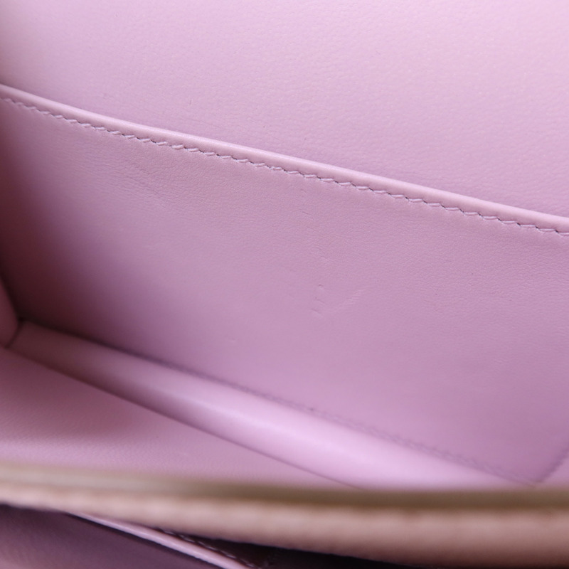 HERMES Chevre皮革Constance Mini銀扣肩背袋Mauve Pale-17