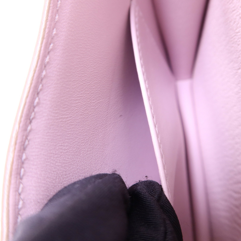 HERMES Chevre皮革Constance Mini銀扣肩背袋Mauve Pale-19