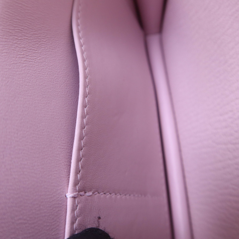HERMES Chevre皮革Constance Mini銀扣肩背袋Mauve Pale-20