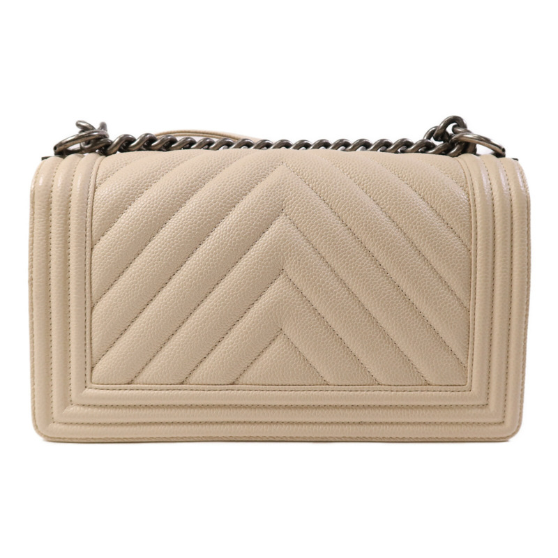 CHANEL 牛皮皮革Boy 25銀扣鏈帶肩背袋-1