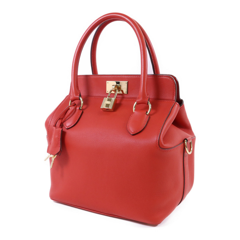HERMES Swift皮革Tool Box 20金扣手挽肩背兩用袋Vermillon-2