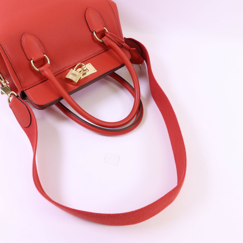HERMES Swift皮革Tool Box 20金扣手挽肩背兩用袋Vermillon-4