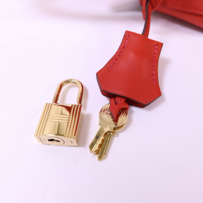 HERMES Swift皮革Tool Box 20金扣手挽肩背兩用袋Vermillon-6