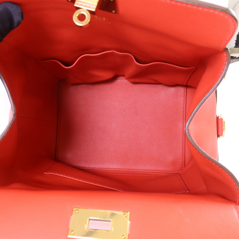HERMES Swift皮革Tool Box 20金扣手挽肩背兩用袋Vermillon-8