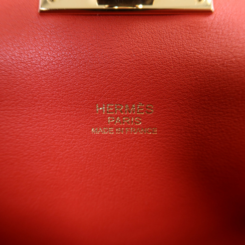 HERMES Swift皮革Tool Box 20金扣手挽肩背兩用袋Vermillon-9