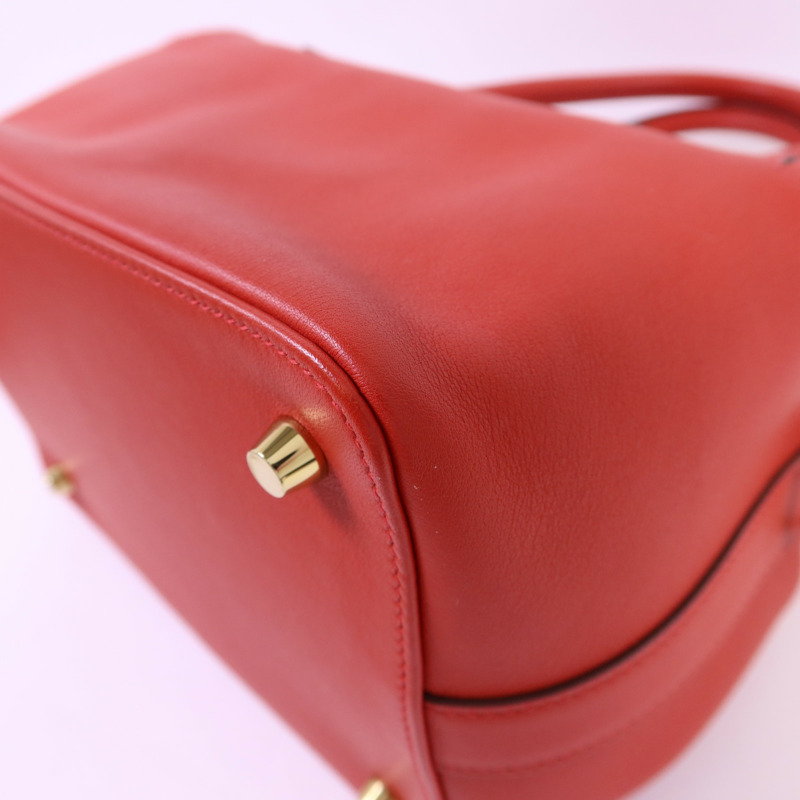 HERMES Swift皮革Tool Box 20金扣手挽肩背兩用袋Vermillon-14