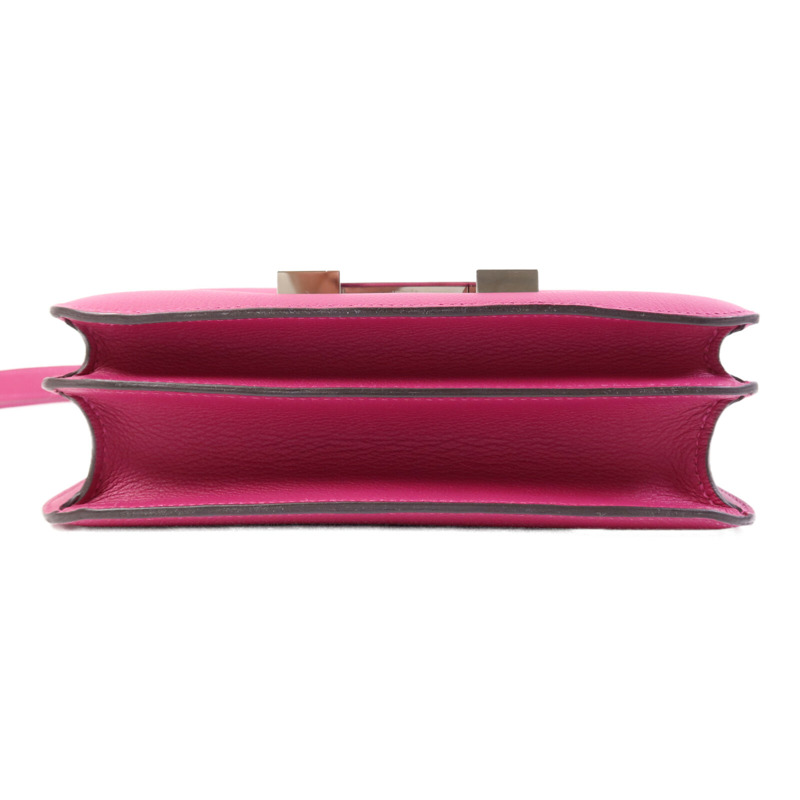 HERMES Evercolor皮革Constance 24銀扣肩背袋Rose Purple-3