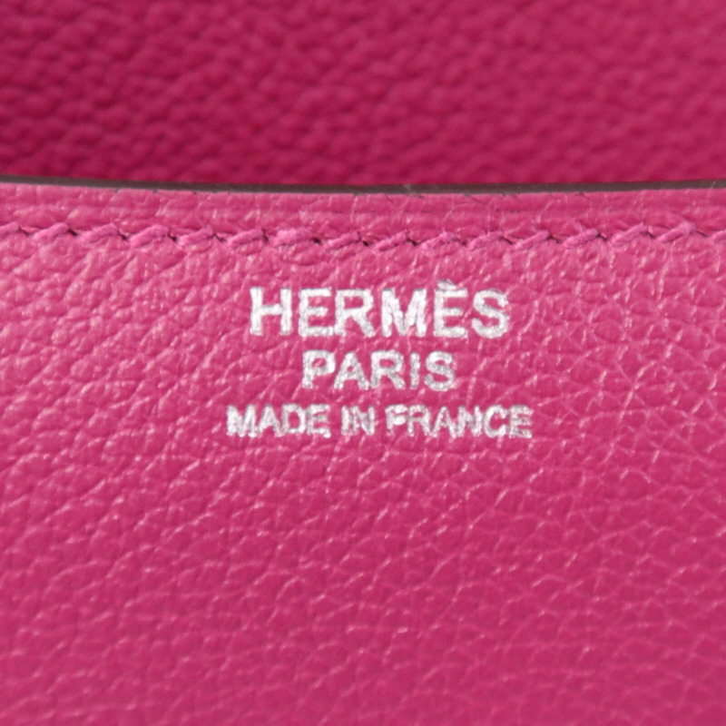 HERMES Evercolor皮革Constance 24銀扣肩背袋Rose Purple-5