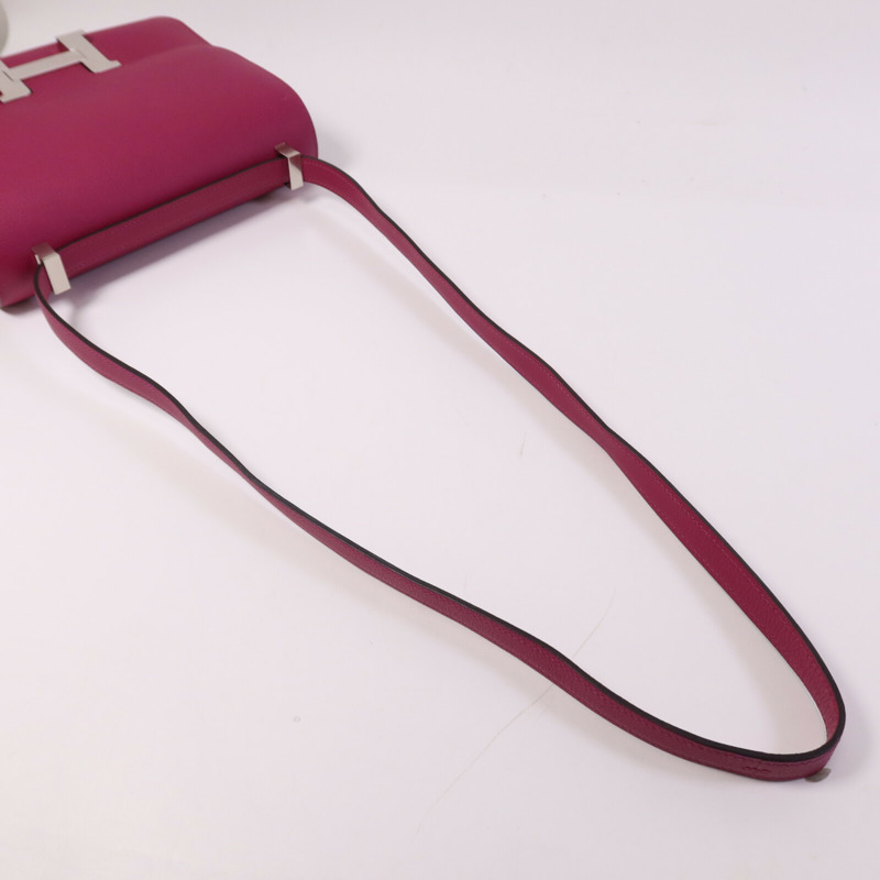 HERMES Evercolor皮革Constance 24銀扣肩背袋Rose Purple-8