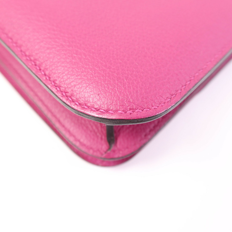 HERMES Evercolor皮革Constance 24銀扣肩背袋Rose Purple-12