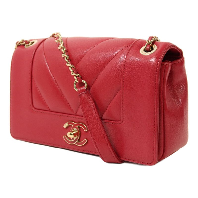 CHANEL 牛皮皮革Chain Shoulder金扣鏈帶肩背袋-2