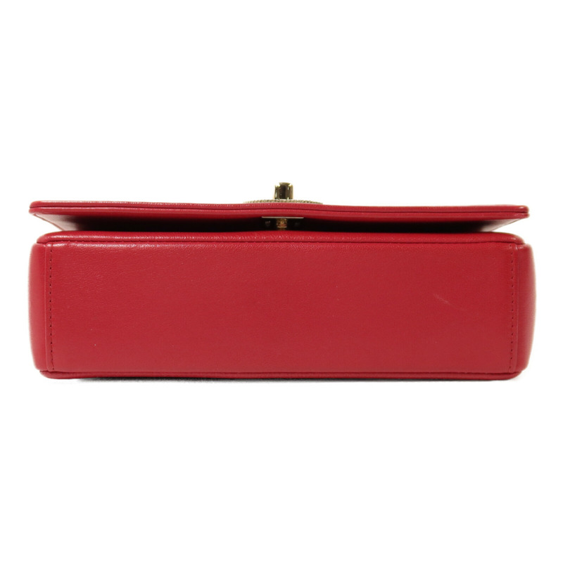 CHANEL 牛皮皮革Chain Shoulder金扣鏈帶肩背袋-3