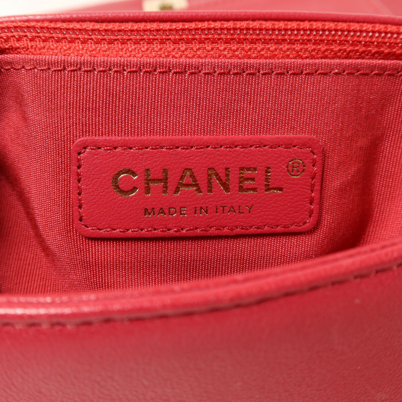 CHANEL 牛皮皮革Chain Shoulder金扣鏈帶肩背袋-5