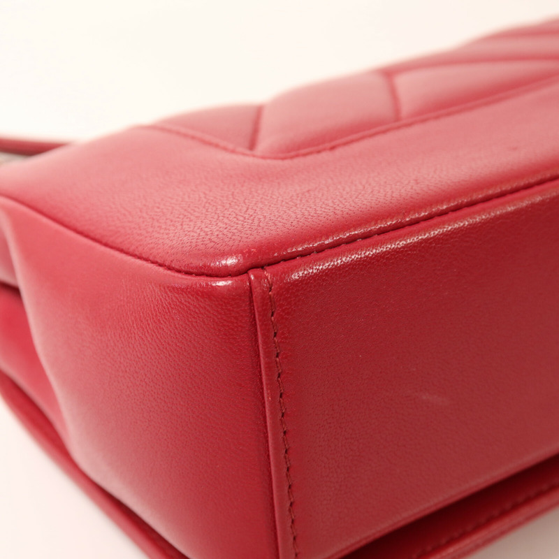 CHANEL 牛皮皮革Chain Shoulder金扣鏈帶肩背袋-12