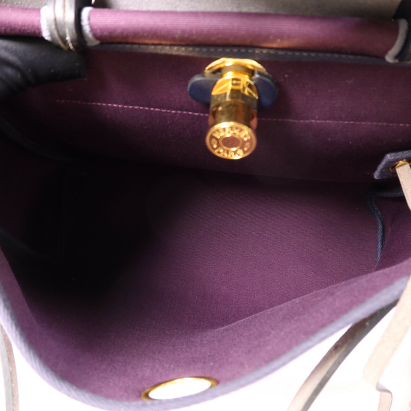 HERMES 帆布Herbag PM金扣手挽肩背兩用袋Cassis-4