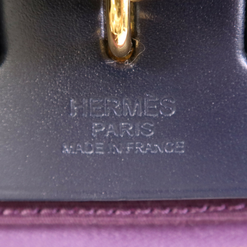 HERMES 帆布Herbag PM金扣手挽肩背兩用袋Cassis-5