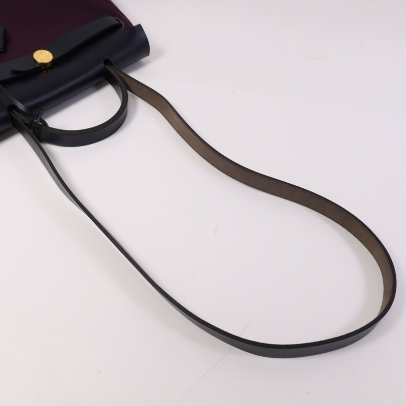 HERMES 帆布Herbag PM金扣手挽肩背兩用袋Cassis-9