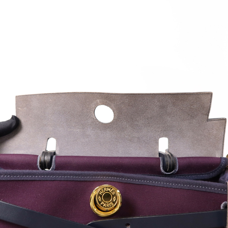HERMES 帆布Herbag PM金扣手挽肩背兩用袋Cassis-15