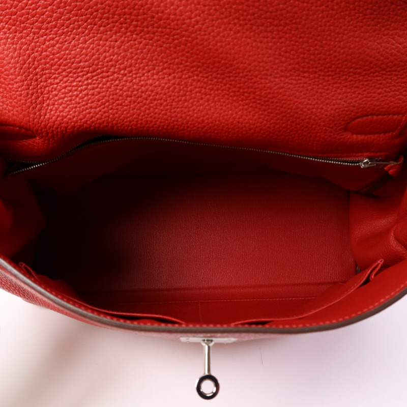 HERMES Clemence皮革Kelly 32銀扣手挽肩背兩用袋-4