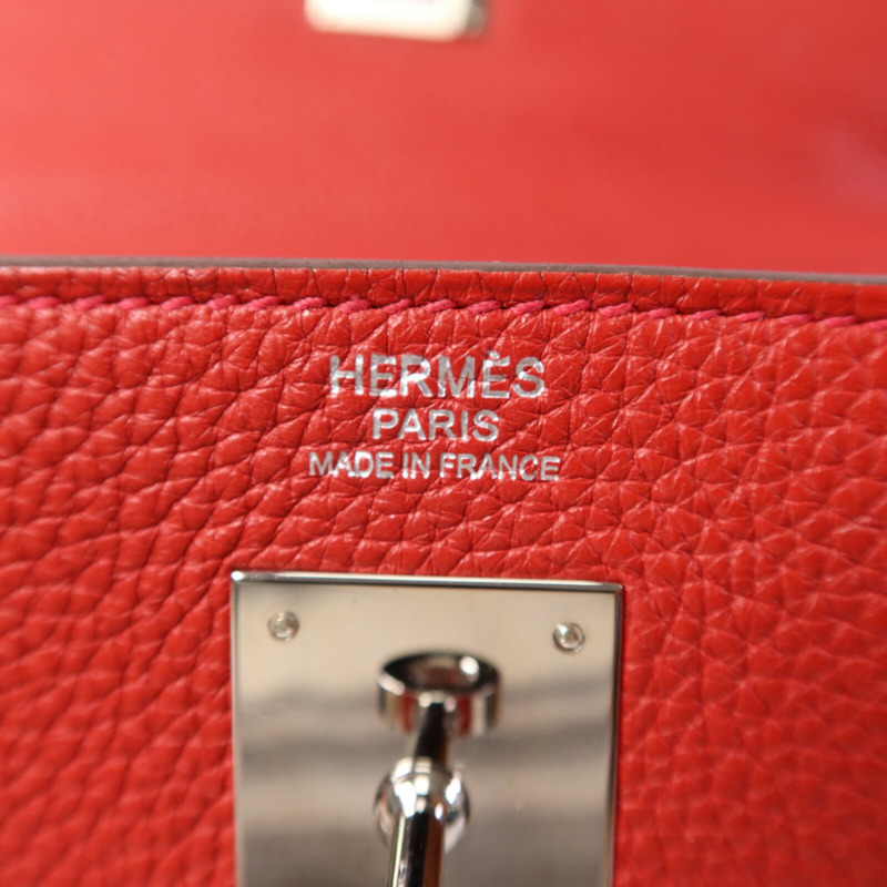 HERMES Clemence皮革Kelly 32銀扣手挽肩背兩用袋-5