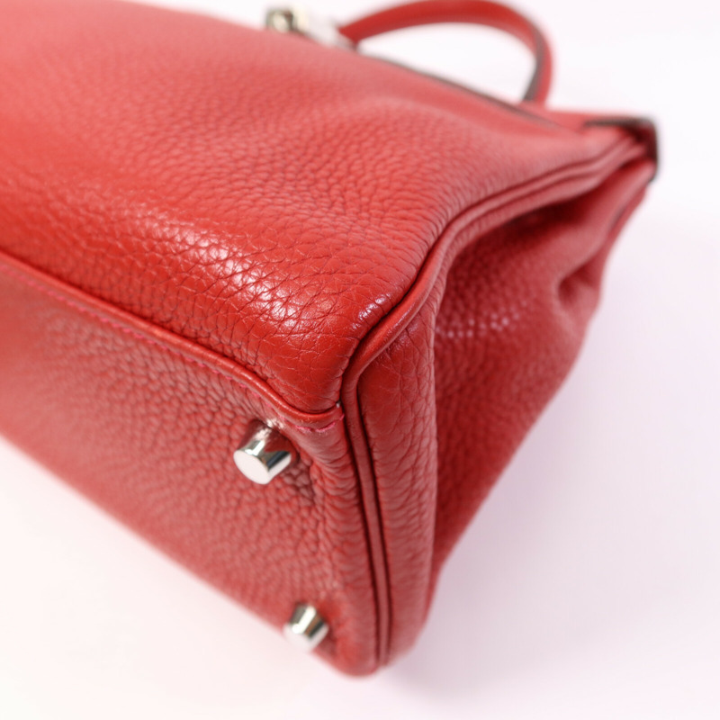 HERMES Clemence皮革Kelly 32銀扣手挽肩背兩用袋-9