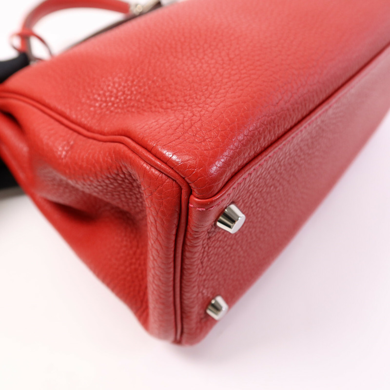 HERMES Clemence皮革Kelly 32銀扣手挽肩背兩用袋-10