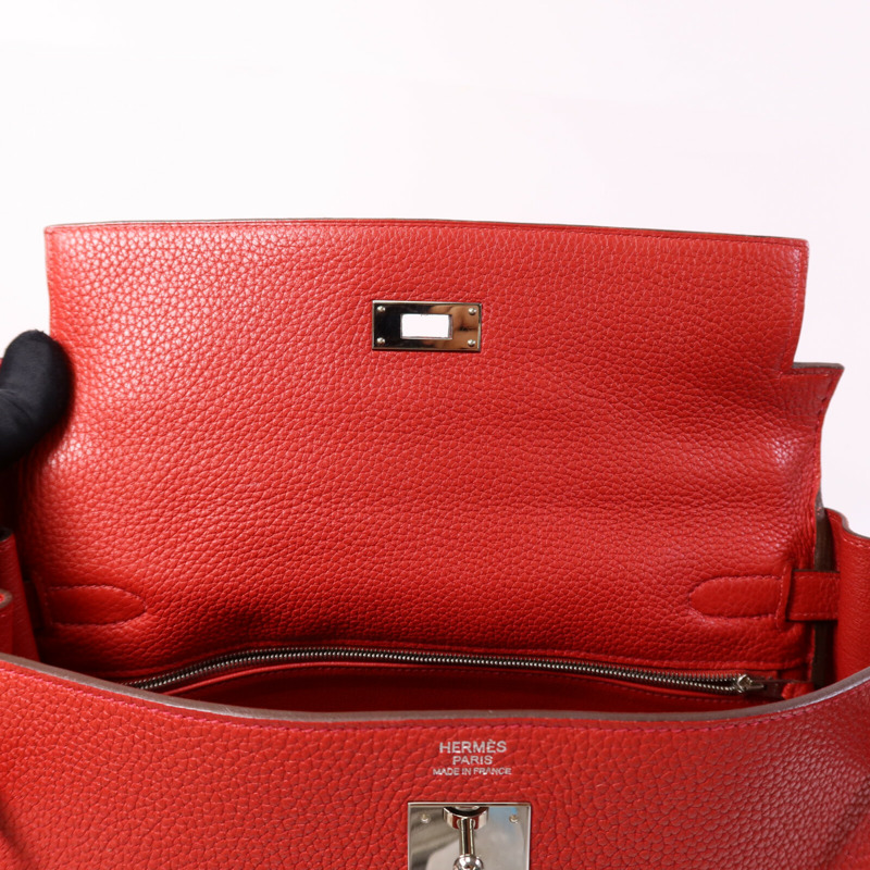 HERMES Clemence皮革Kelly 32銀扣手挽肩背兩用袋-13