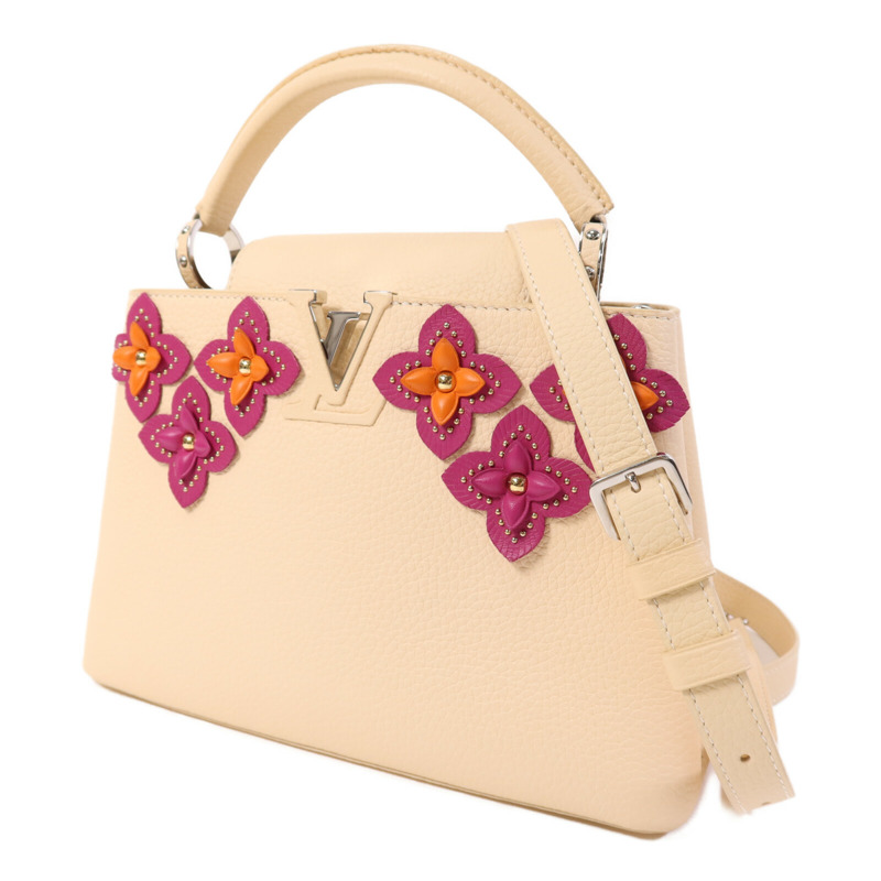 LOUIS VUITTON Taurillon Capucines BB銀扣手挽肩背兩用袋-2