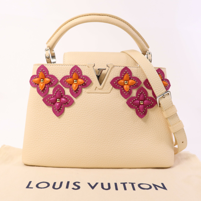 LOUIS VUITTON Taurillon Capucines BB銀扣手挽肩背兩用袋-7