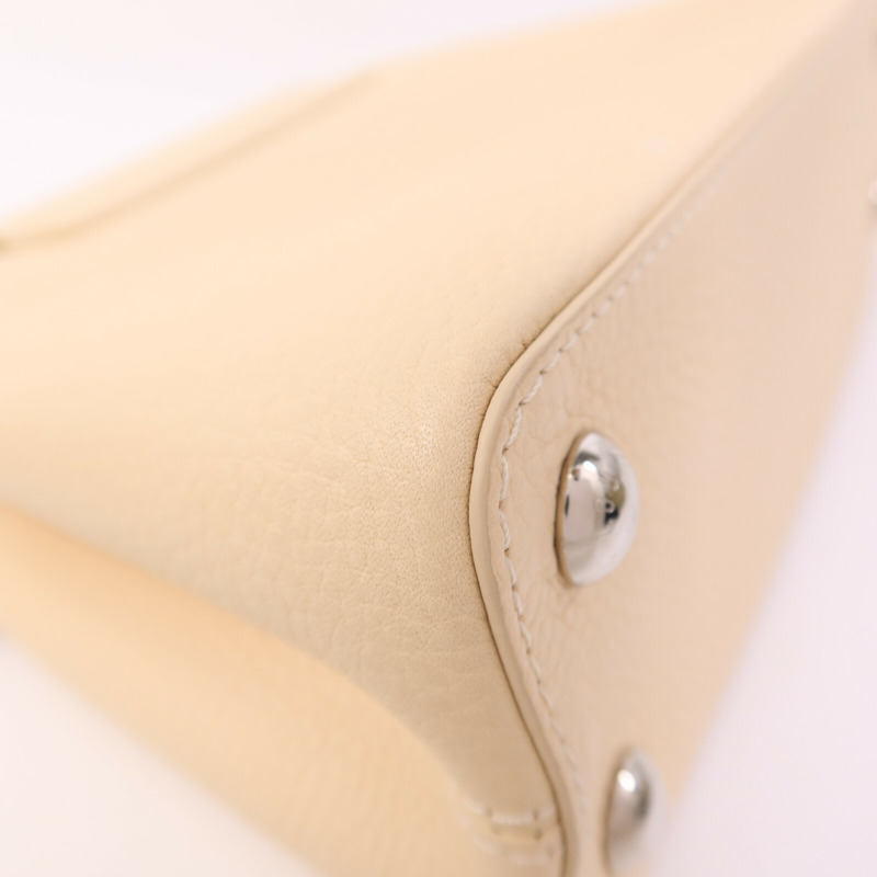 LOUIS VUITTON Taurillon Capucines BB銀扣手挽肩背兩用袋-12