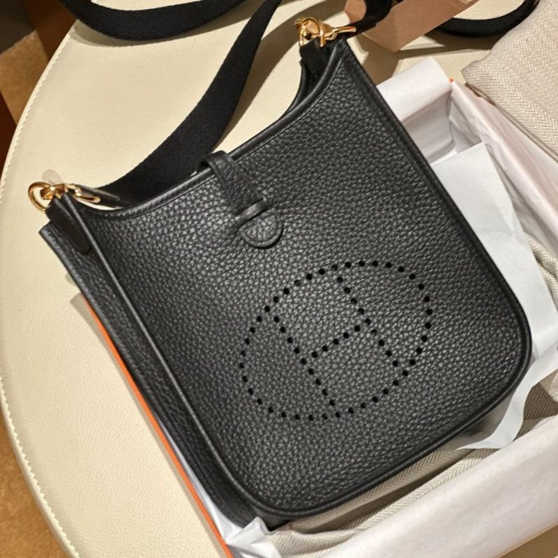 全新 Hermes愛馬仕伊芙琳迷你黑金肩背包-0