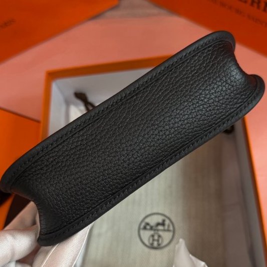 全新 Hermes愛馬仕伊芙琳迷你黑金肩背包-7