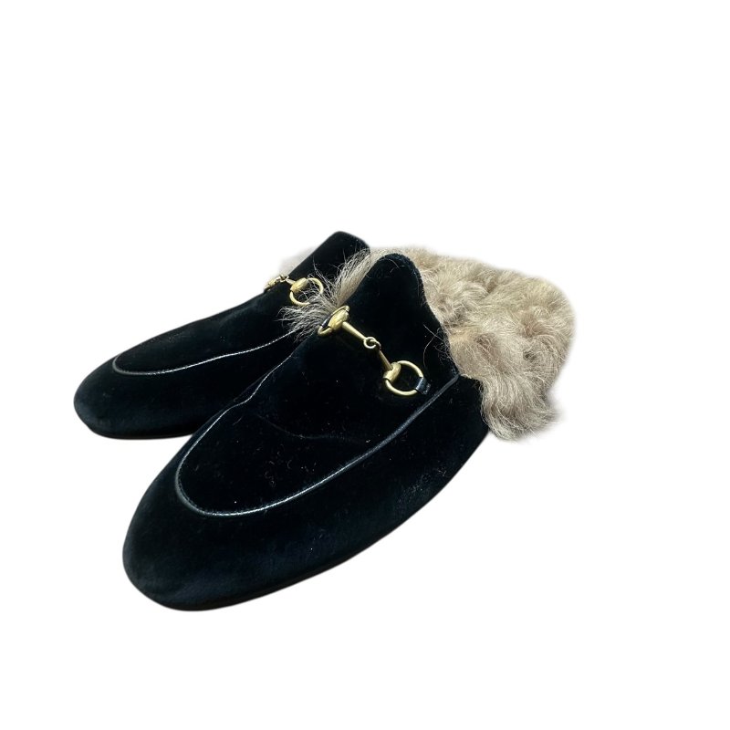 【美收精品】GUCCI黑色絨布毛毛拖鞋 4-730-1