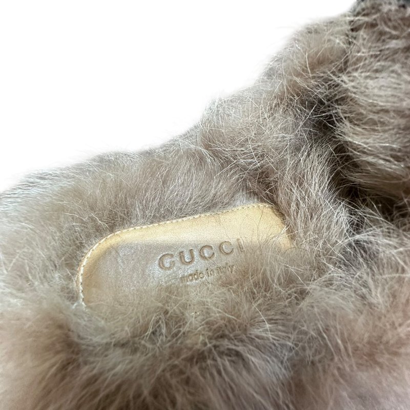 【美收精品】GUCCI黑色絨布毛毛拖鞋 4-730-4