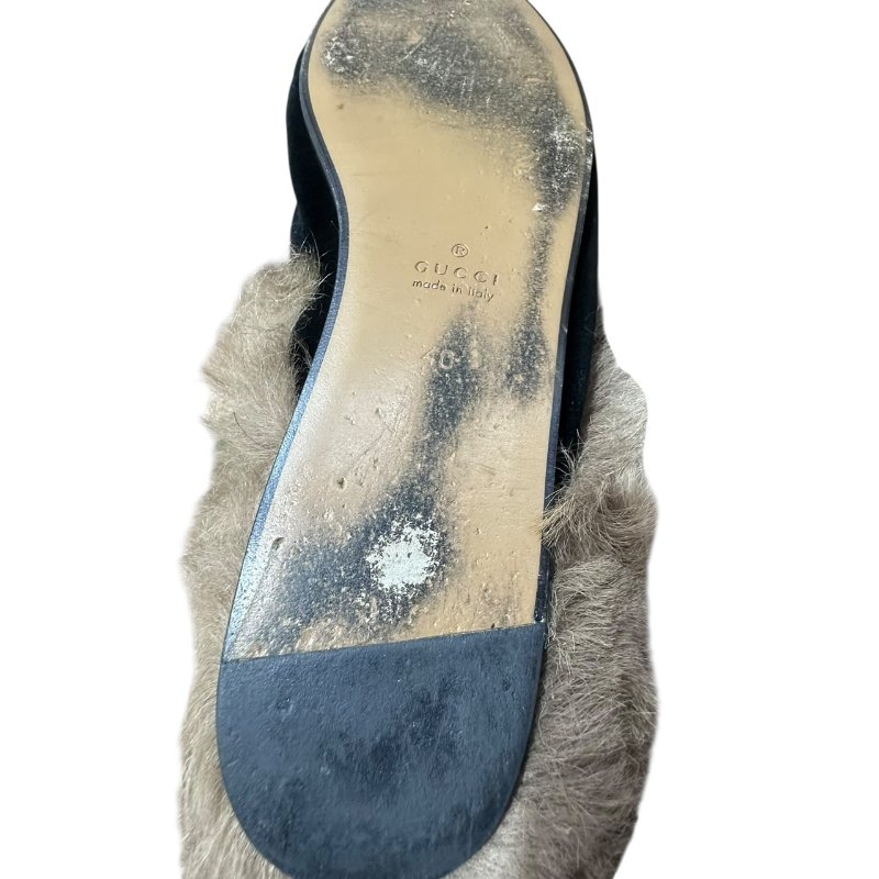【美收精品】GUCCI黑色絨布毛毛拖鞋 4-730-5