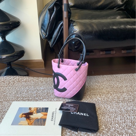 Chanel 香奈兒粉色康鵬mini菜籃子手提包