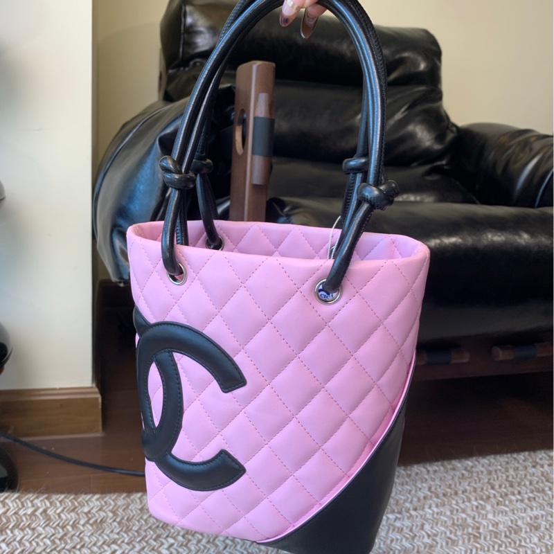Chanel 香奈兒粉色康鵬mini菜籃子手提包-1