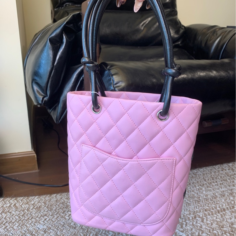 Chanel 香奈兒粉色康鵬mini菜籃子手提包-4