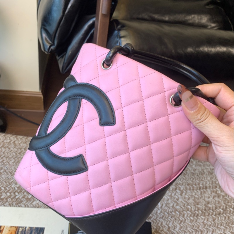 Chanel 香奈兒粉色康鵬mini菜籃子手提包-6