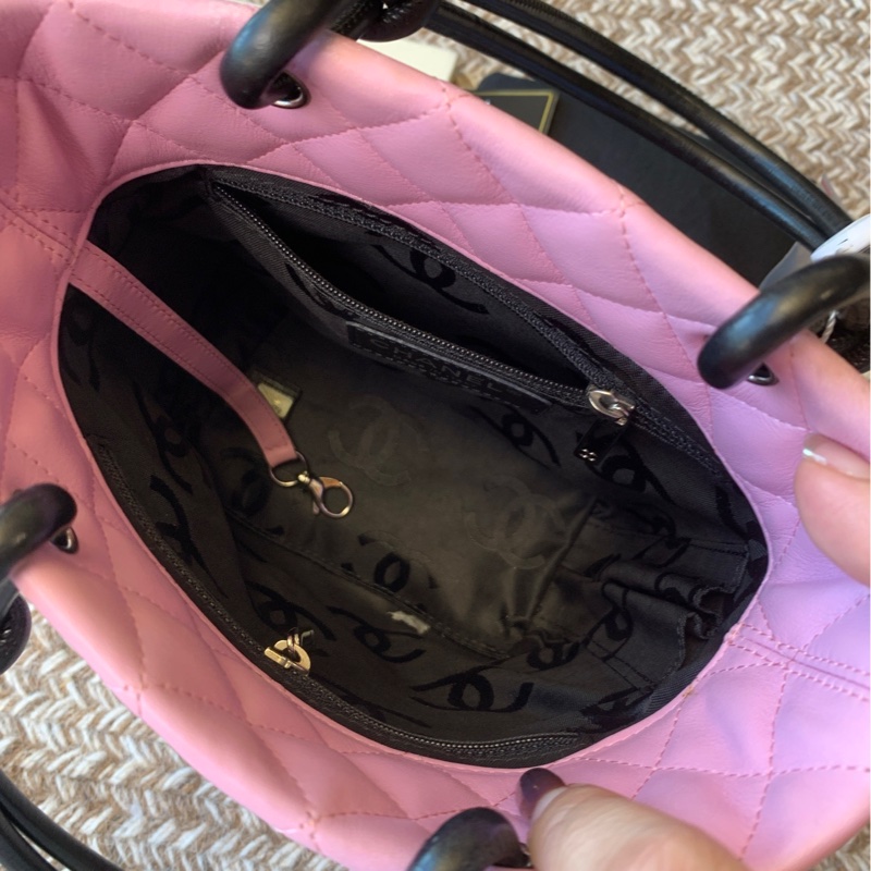 Chanel 香奈兒粉色康鵬mini菜籃子手提包-8