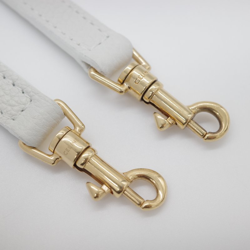 Celine 思琳 Small Cabas Cuir Triomphe 白色 顆粒小牛皮 抽繩 凱旋門手提包 肩背包-10