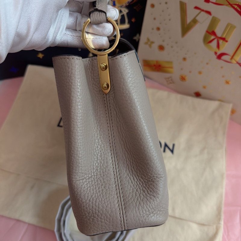 閒置品 LV Capucines BB全皮大象灰手提斜挎包-2