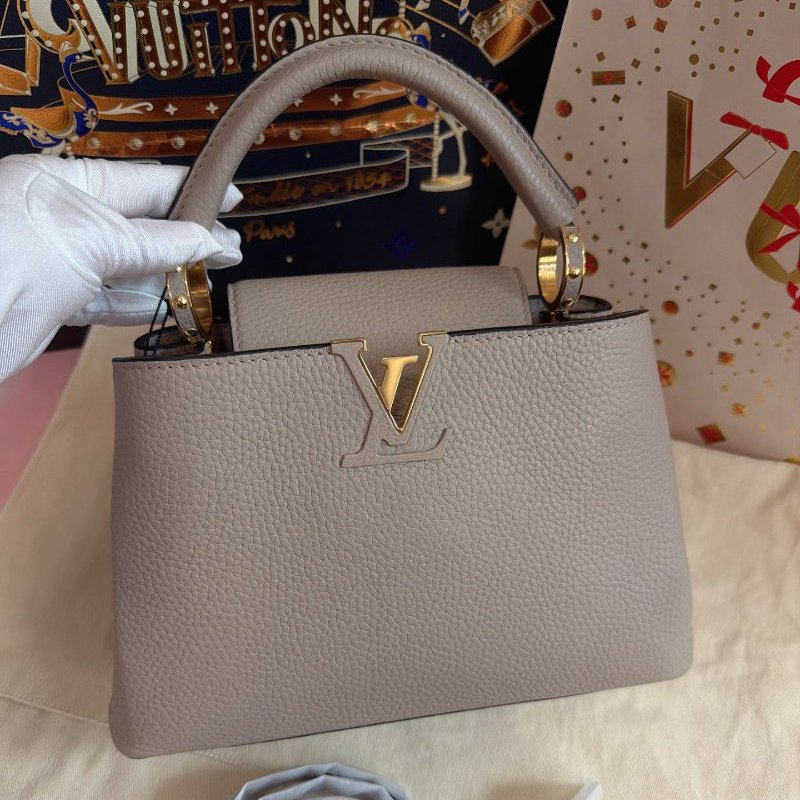閒置品 LV Capucines BB全皮大象灰手提斜挎包-5