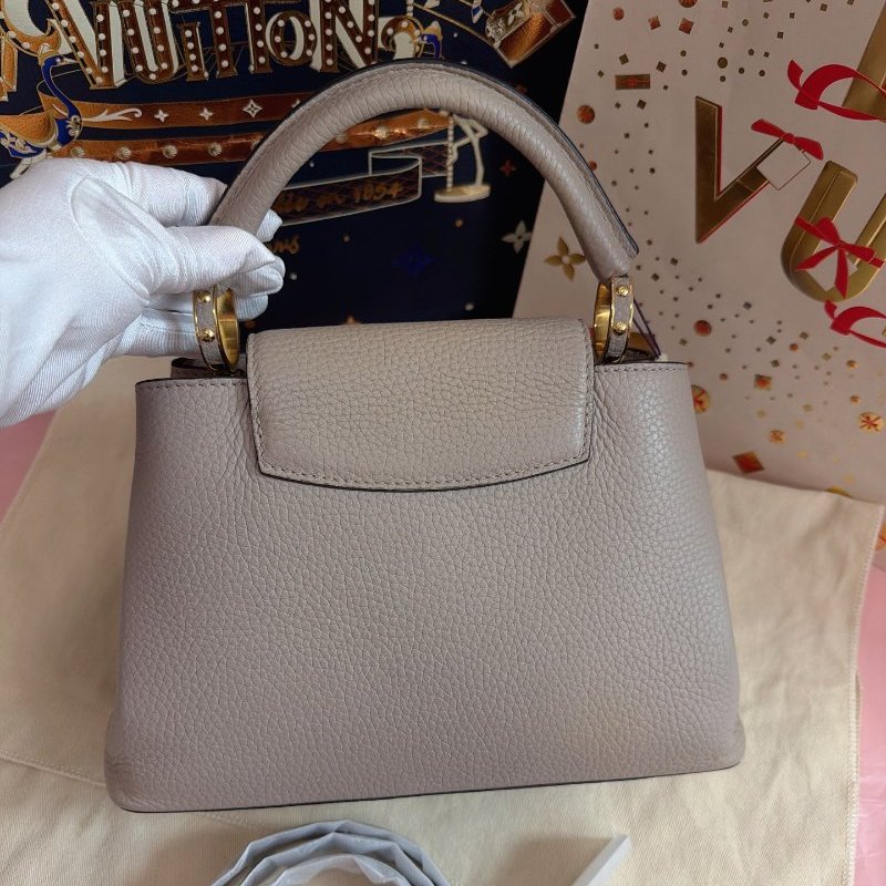 閒置品 LV Capucines BB全皮大象灰手提斜挎包-6